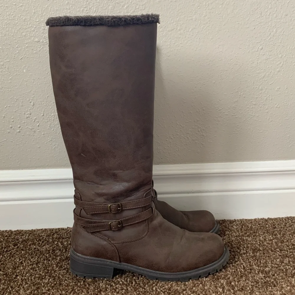 SOLD Tall brown knee length riding boots womens 10 - Picture 1 of 5